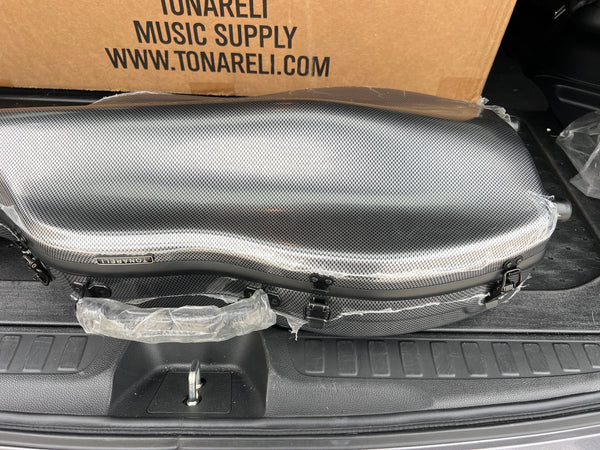 OB Tonareli Shaped Viola Fiberglass Cases with Wheels VAF1015 Graphite