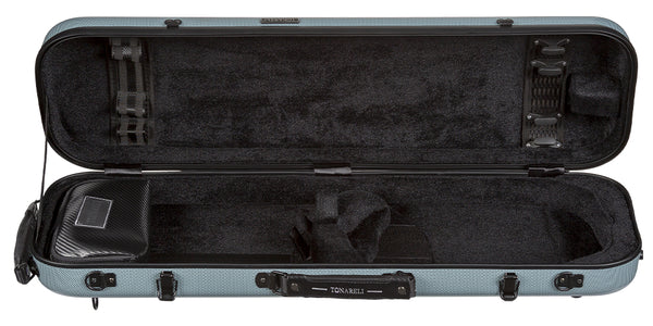 Tonareli Violin Oblong Fiberglass Case VNFO1011 Special Edition Blue Graphite